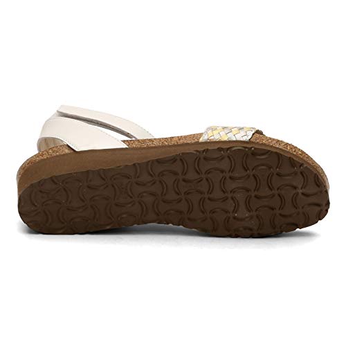 NAOT Women's Abbie Sandal White Metallic Multi Braid/White Pearl Lthr 7 N US