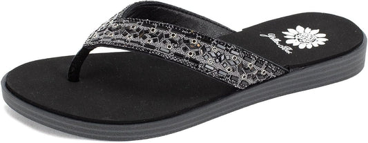 YellowBox Women's Dashna Flip Flop Thong Black Size 11