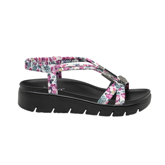 Alegria by PG Lite Women's Roz Tropic Platform Sandal Slide, Lovely Fuchsia, 8-8.5