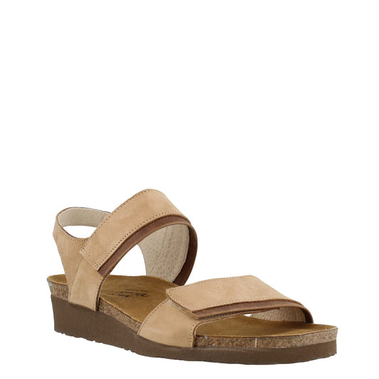 NAOT New Women's Aisha Wide 3-Strap Sandal Nude/Saddle 38 W