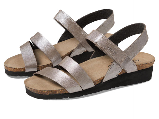 Naot Women's Kayla Wedge Sandal, Silver Threads, 10-10.5 Wide