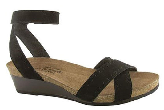 NAOT Women's Wand Sandal Black Nubuck Brown 39