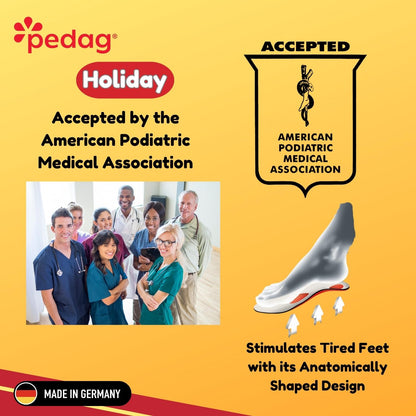 pedag Holiday Orthotic Inserts | 3/4 Length, Thin Leather, Ultra Light, Semi-Rigid Shoe Insoles with Metatarsal Pad & Heel Cushion