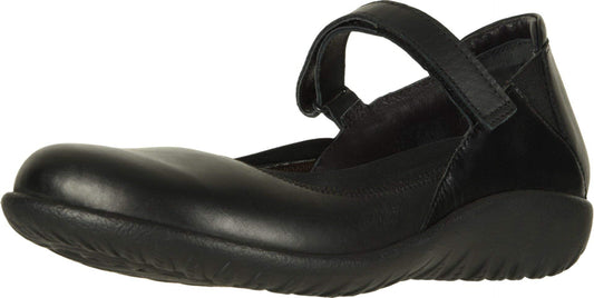 NAOT Footwear Women's Koati Mary Jane Flat Jet Black Lthr/Black Madras Lthr 6 M US