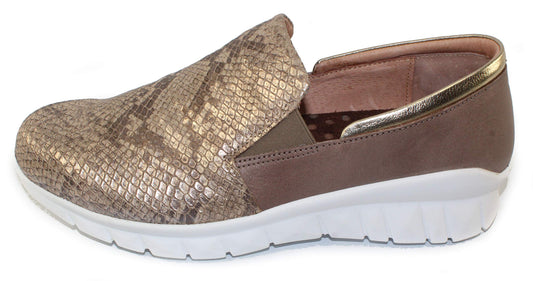 NAOT Footwear Women's Titan Slip On Shoe Golden Cobra Lthr/Stone Combo 6 M US