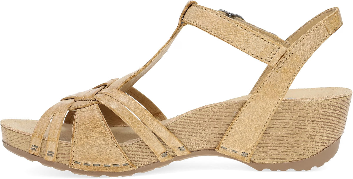 Dansko Women's Tia Fisherman Sandal – Adjustable Leather Wedge