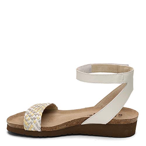 NAOT Women's Abbie Sandal White Metallic Multi Braid/White Pearl Lthr 7 N US
