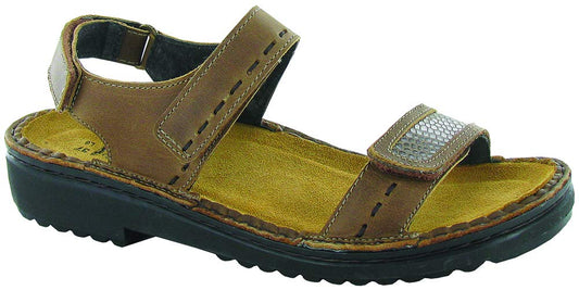 NAOT Footwear Women's Benya Saddle Brown/Brown Lizard Sandal 6 M US