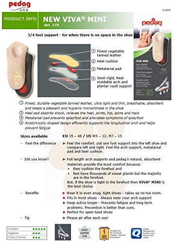 Pedag New Viva Mini Semi-Rigid Orthotic Arch Support Tan Cowhide