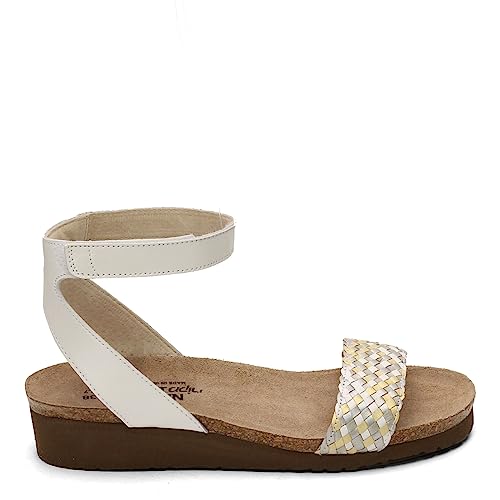 NAOT Women's Abbie Sandal White Metallic Multi Braid/White Pearl Lthr 7 N US