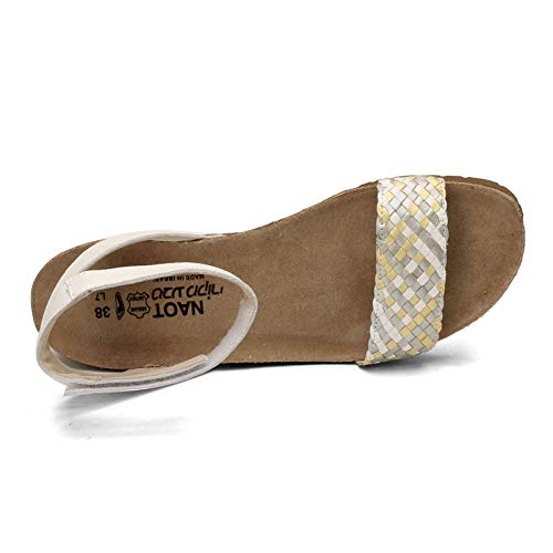 NAOT Women's Abbie Sandal White Metallic Multi Braid/White Pearl Lthr 42 EU/11-11.5 US
