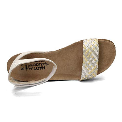 NAOT Women's Abbie Sandal White Metallic Multi Braid/White Pearl Lthr 42 EU/11-11.5 US