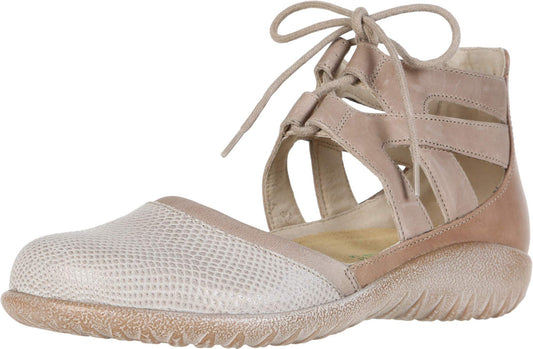 NAOT Women's Lace-up Kata Shoe Beige Lizard/Khaki/Arizona Tan 6 M US