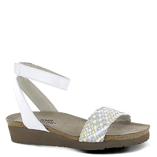 NAOT Women's Abbie Sandal White Metallic Multi Braid/White Pearl Lthr 42 EU/11-11.5 US