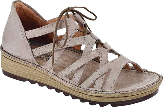 NAOT Footwear Women's Yarrow Lace up Sandal Stone Nubuck 5 M US