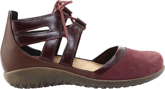 New Naot Women's Kata Lace Up Violet/Bordeaux/Toffee Leather 37